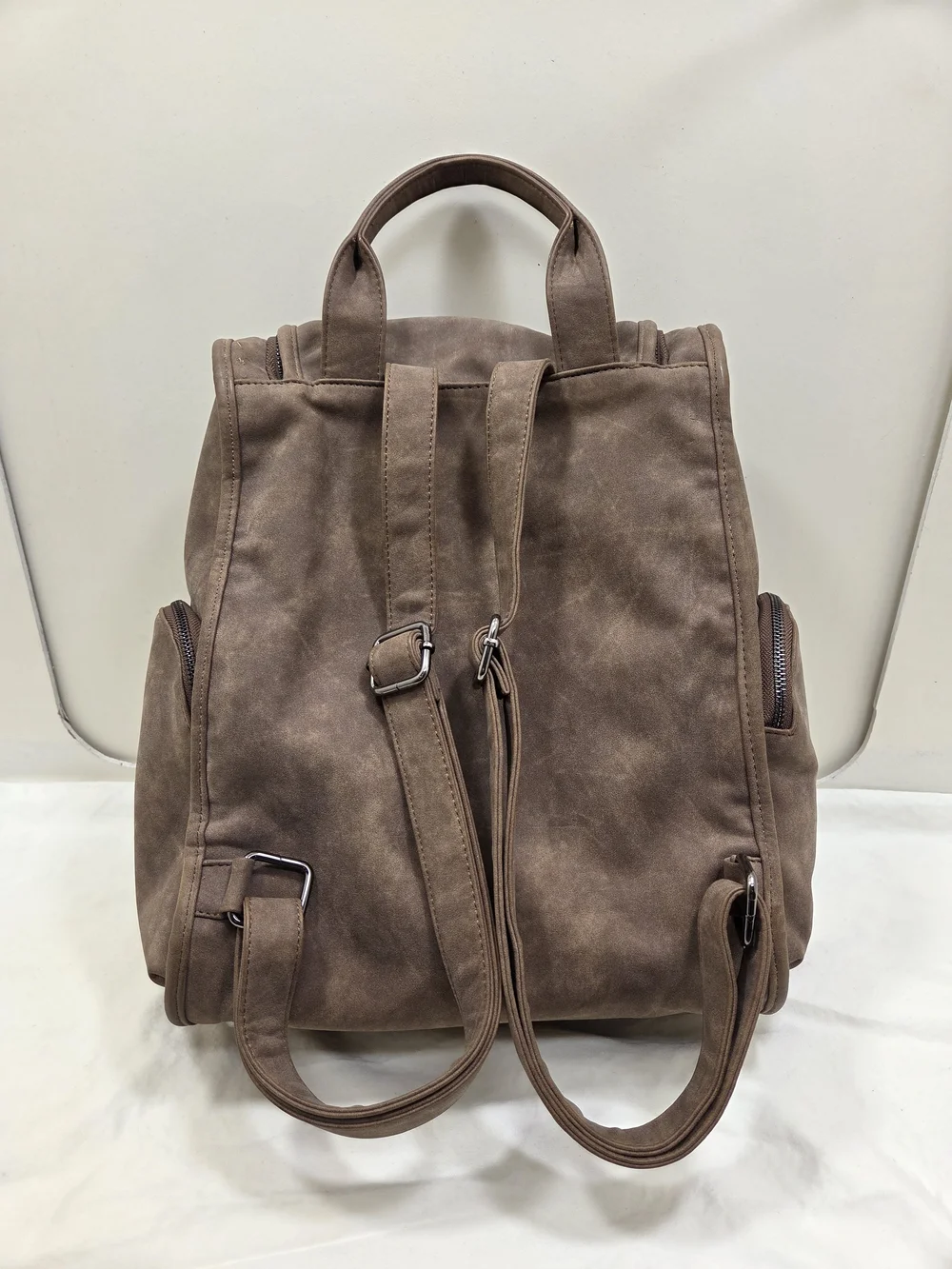 Portage Brown Faux Suede Backpack | Multi‑Pocket | Rugged Outdoor Style